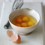egg yolks in bowl, egg yolks, eggs, whisk, food