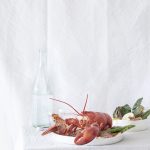 Seafood Story, Whole lobster with green asparagus and candy canebeet