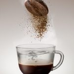 pours instant coffee in a cup